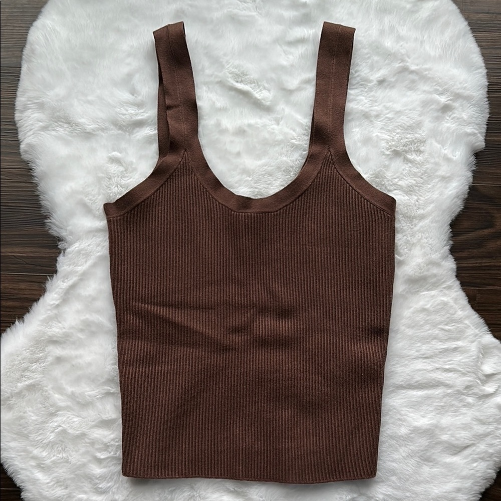 NWOT Abercrombie & Fitch Brown Ribbed Sweater Tank size Small